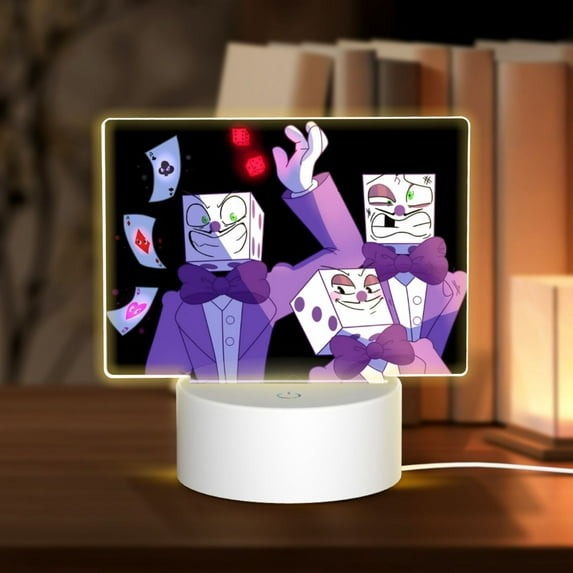Devil Cuphead Acrylic Night Light Adjustable 3 Light Modes USB Cable Lamp Light Display Base Rectangular LED Light For Bookshelves Desk Bedside Tables Bedroom Child Room