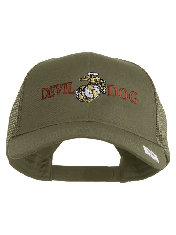 Devil Dog Embroidered Solid Cotton Twill Mesh Prostyle Cap - Khaki OSFM