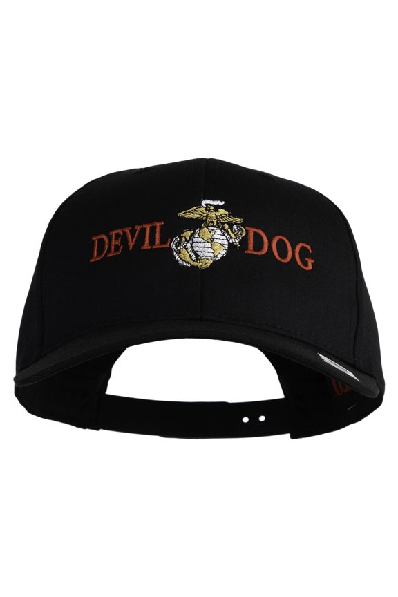 Devil Dog Embroidered Solid Cotton Twill Pro Style Cap - Black OSFM
