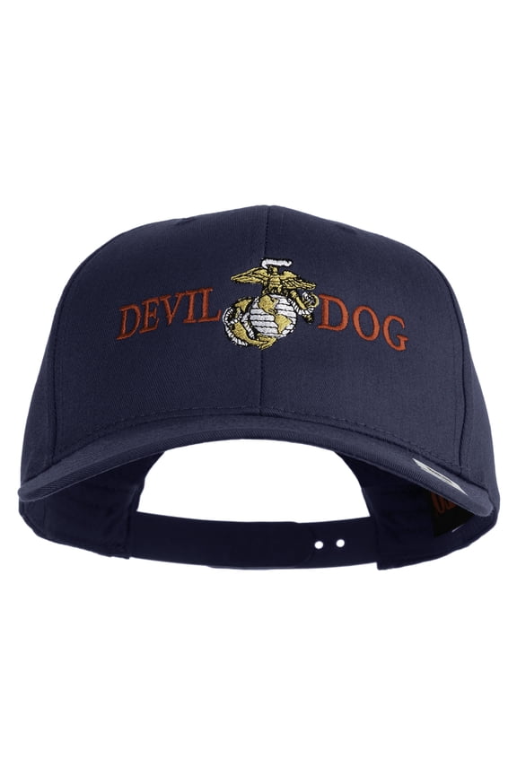 Devil Dog Embroidered Solid Cotton Twill Pro Style Cap - Navy OSFM