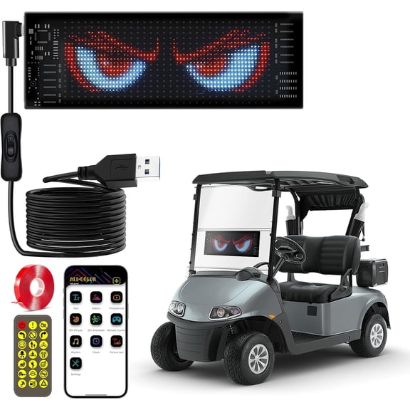 Devil Eyes Light for , 7"x3" - Flexible -Thin Panel with Dual Control APP/Remote, Programmable Dynamic Effects for , , Golf Carts, SUVs, Sedans & Store Decor