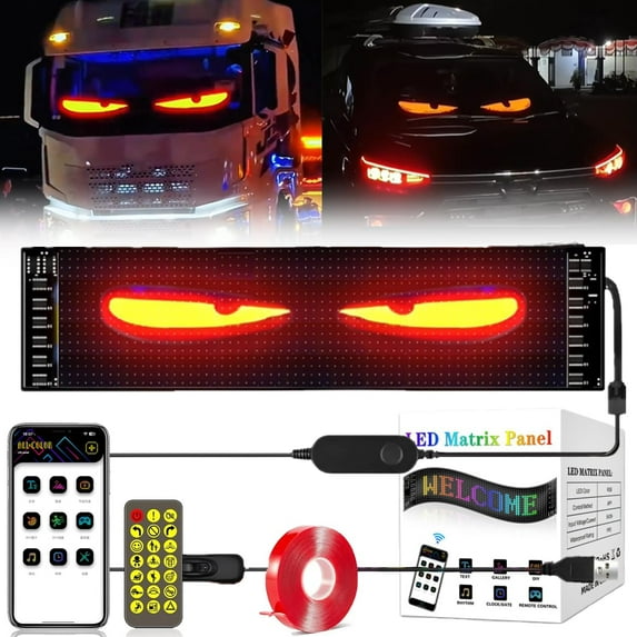 Devil Eyes Light for Cars, Colorful Eye Lamp Soft Screen for Car Windows, Large Programmable Flexible LED Screen, DIY Car Dynamic LED Smart Colorful Eye Lamp Soft Screen (4.7 * 23.4in)