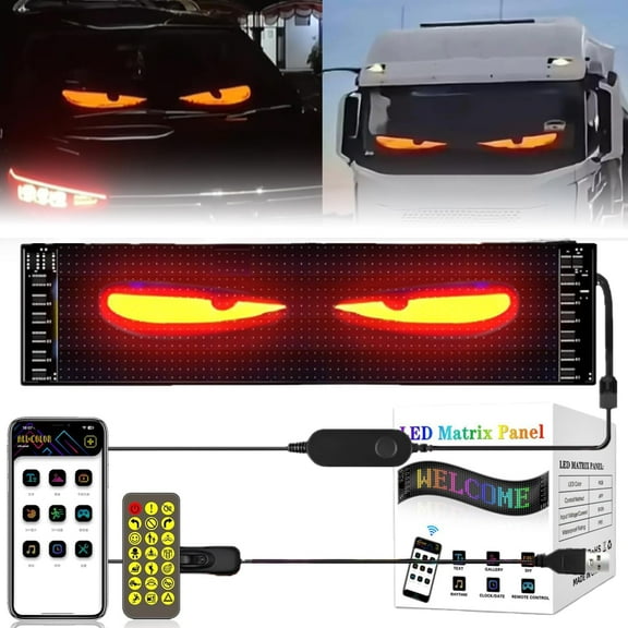 Eyes Light for Cars, Led Eyes for Car, Colorful Eye Lamp Soft Screen for Car Windows, Programmable Flex LED Display for Car,DIY Car Dynamic LED Smart Colorful Eye Lamp Soft Screen(1 Pcs)
