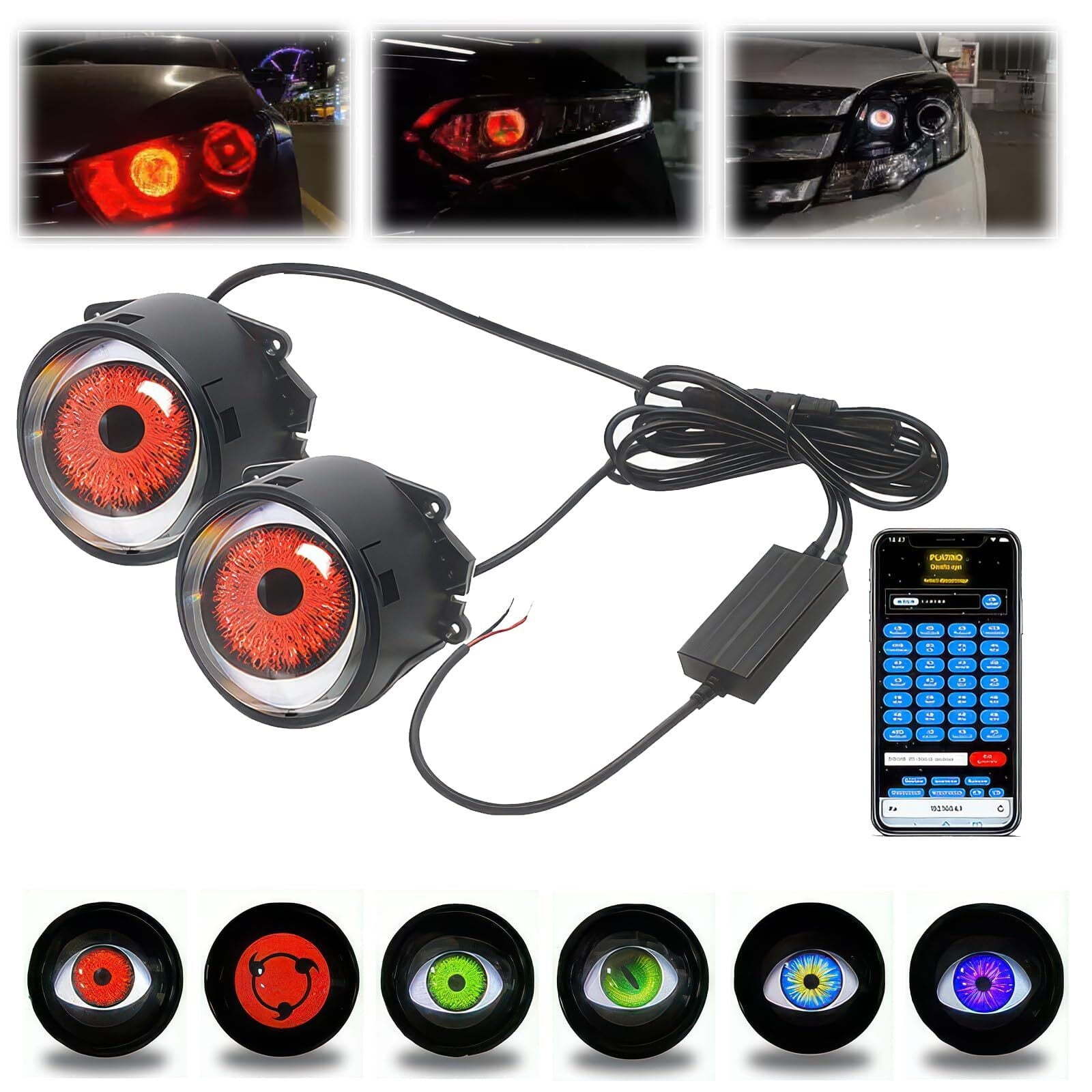 Devil Eyes Light for Cars, Universal DIY Customizable 12V Mobile Phone ...