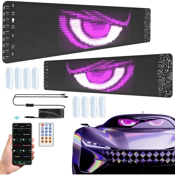 Devil Eyes Light for Windshield, 2PSC - 19.3"x4.3" Eyes, Flexible Film Screen for , SUVs & , Programmable Matrix Panel, App/Remote Control, Custom Sign, IP65