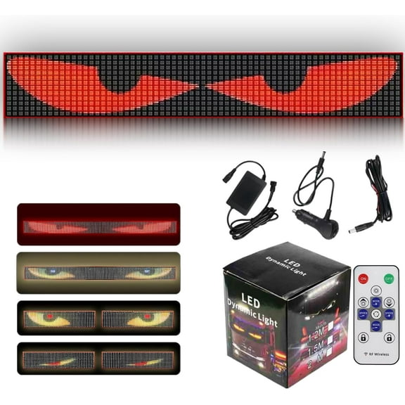 Devil Eyes Lights Screen for Cars, Automoble LED Eyes for Truck Windshield, Remote Control 4Molds LED Display Screen Panel for Car Back Window, Big Eyes Lights Matrix Panel (6.5Ft)