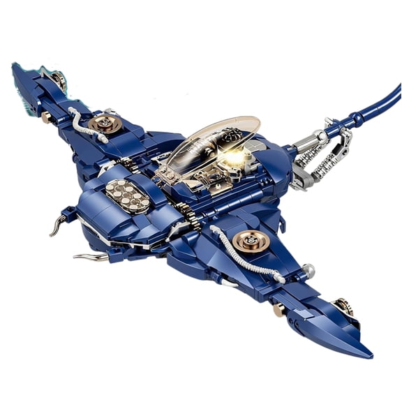 Devil Fish Building Set for Adults, Sea Ocean Animals Model Toys with Light, Compatible with Lego Fish, Ideas Fish Toys with Display Stand for Office Home Decor