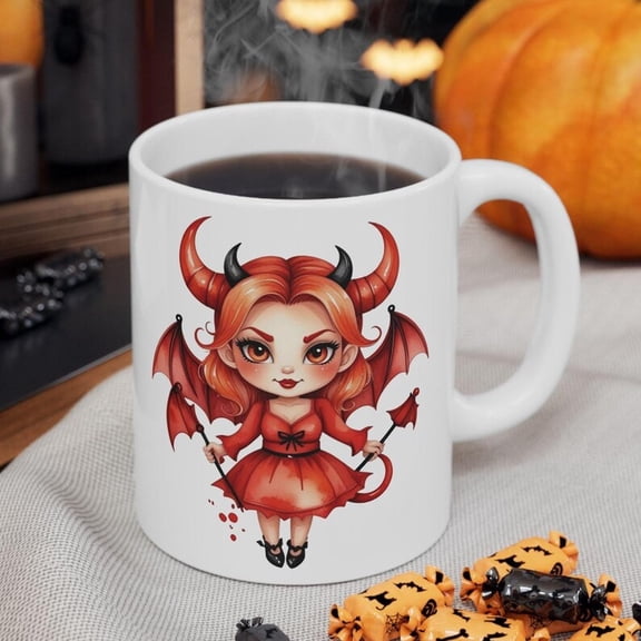 Devil Gir1l Coffee Mug, Halloween Gift, Ceramic Mug(1511911