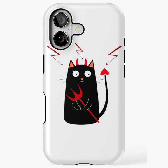 Devil Halloween Cat Creepy Cute Compatible Phone Case for iPhone 11–17 Pro Max