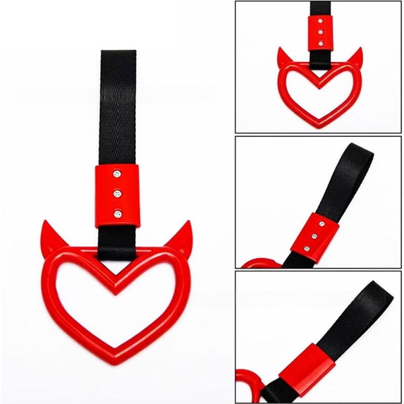 Devil Heart Shape Car Handle Straps, Cute Decorative Handle Charms for Car Interior & Bumper Ornament