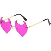 Devil Heart Sunglasses Rimless rave Trendy Halloween party Funny Woman/Men Glasses