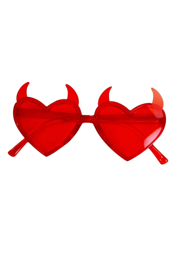 Devil Horn Heart Sunglasses for Teens Girls Party Rhinestone Frame Lens Funny Trendy Fashion Carnivals Decorations