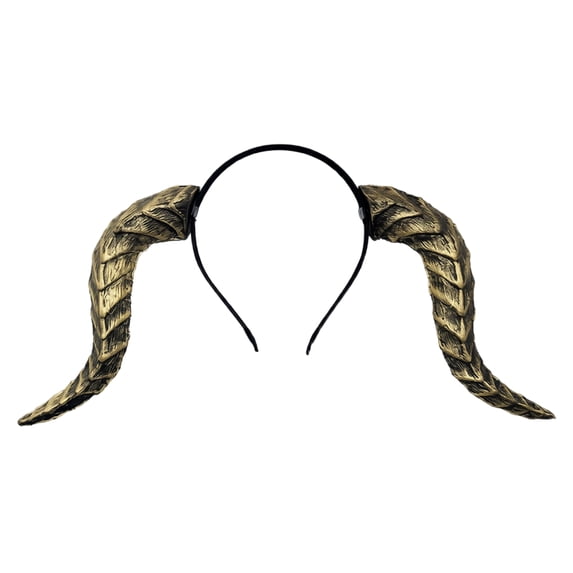 Devil Horns Headband Gold Cosplay Dragon Horn Hair Hoop Gothic Dress Up Headpiece for Halloween Party Carnival Costume (Gold)