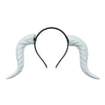 thumbnail image 1 of Devil Horns Headband White Cosplay Dragon Horn Hair Hoop Gothic Dress Up Headpiece for Halloween Party Carnival Costume (White), 1 of 5