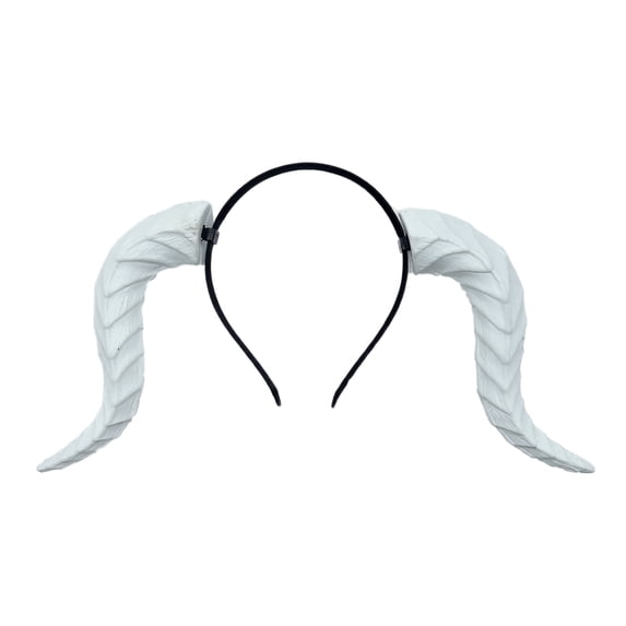 Devil Horns Headband White Cosplay Dragon Horn Hair Hoop Gothic Dress Up Headpiece for Halloween Party Carnival Costume (White)