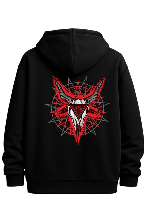 Devil Horns Hoodie graphic hoodies skeleton for men regular fit black Warm, suitable for casual wear, perfect for outdoor activities aesthetic 3d fire