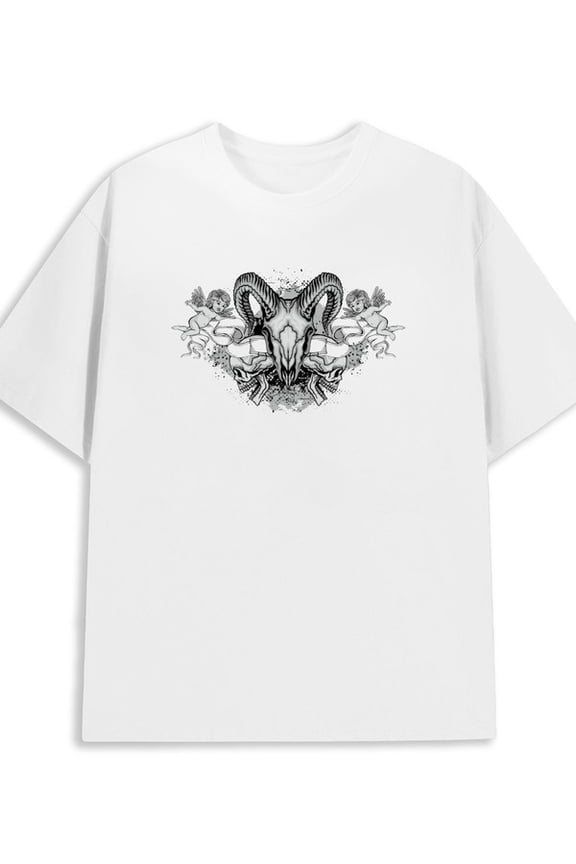 Devil Horns Tee men 180G 100% Cotton white Fashion Unisex Shirt Printed tshirts Original Unisex Shirt Crewneck tshirts Funny Unisex Shirt Cotton tshirts