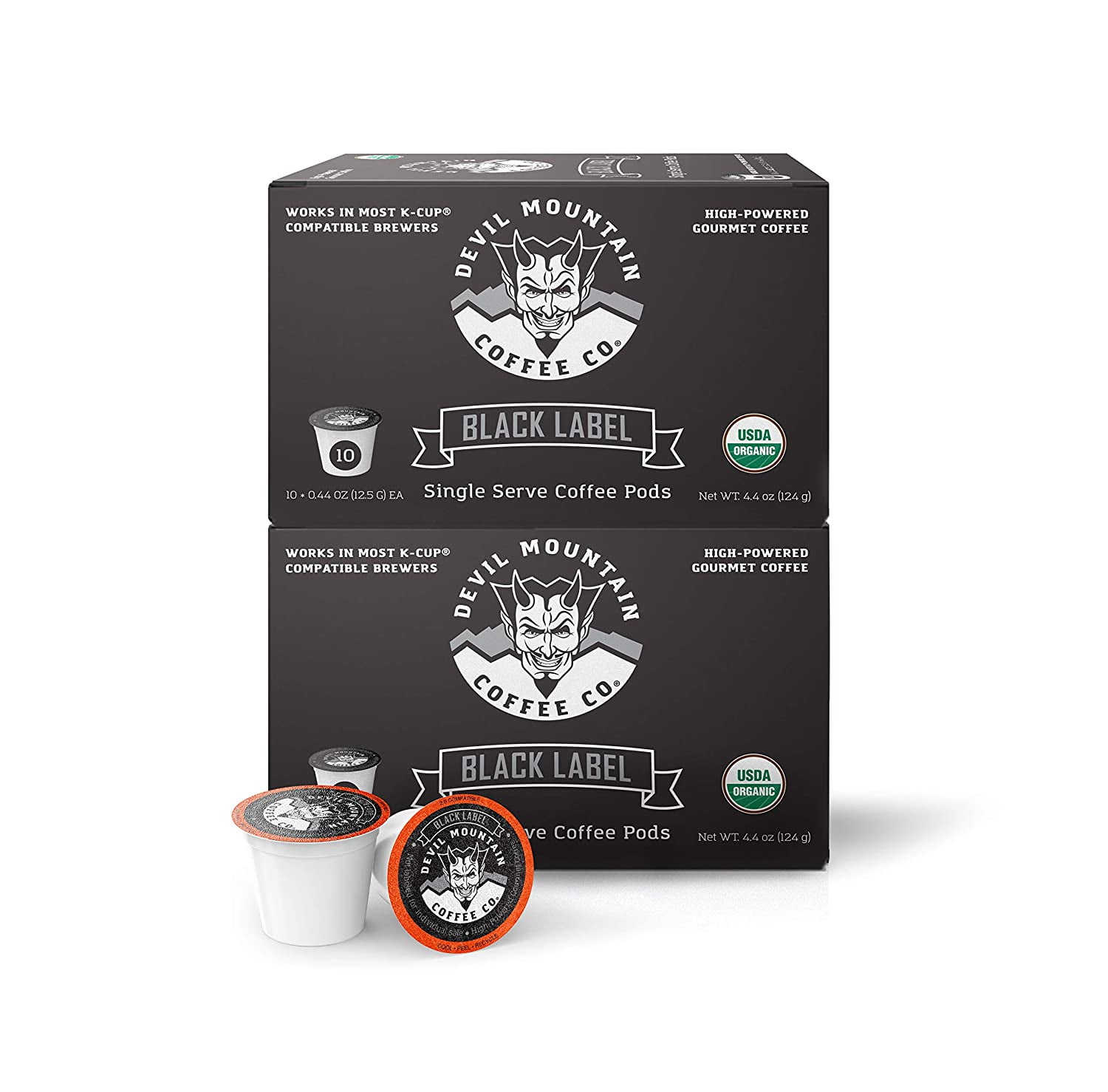 Devil Mountain Coffee Black Label K Cup Coffee Pods Dark Roast Single
