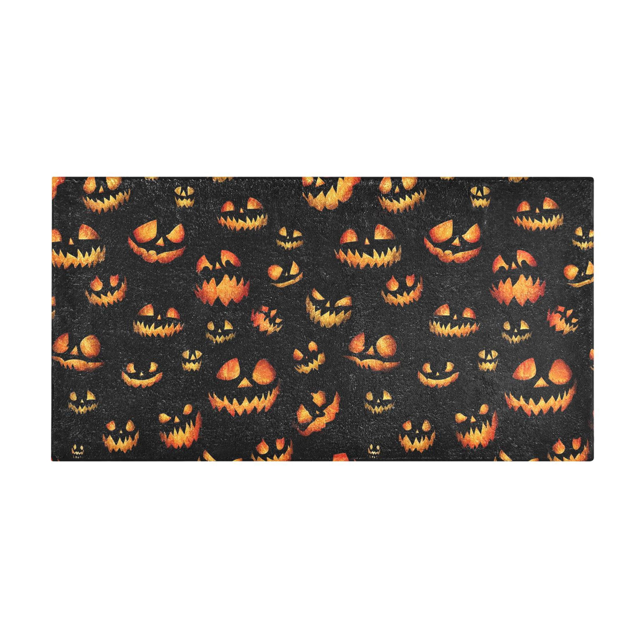 Devil Pumpkin Pattern Bath Mat 39x20 Inch Soft Absorbent Non-Slip Plush ...