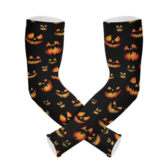 Devil Pumpkin Pattern UV Protection Cooling Arm Sleeves, Compression Sun Sleeves for Men Women Sports