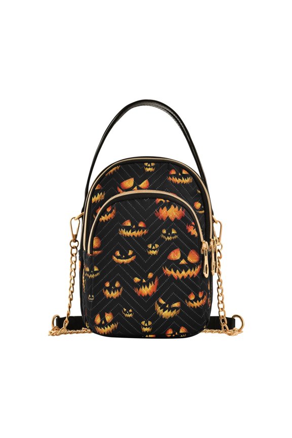 Devil Pumpkin Pattern Women's Crossbody Handbags Leather Crossbody Bags Fanny Pack Chest Bag for Travel
