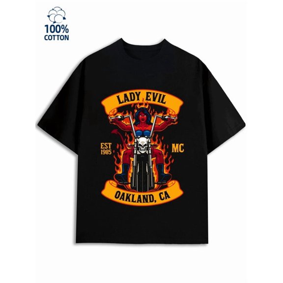 Devil Rider Tee men's mechanical 180G 100% Cotton black classic tech Funny Unisex Shirt Cotton tshirts Casual Unisex Shirt Graphic tshirts Retro Unisex Shirt Graphic tshirts