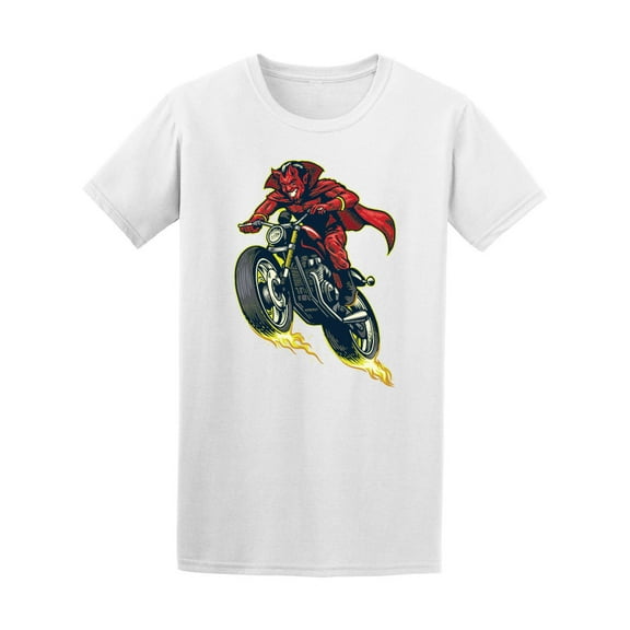 Devil Riding Motorcycle T-Shirt Men -Image by Shutterstock, Male XX-Large