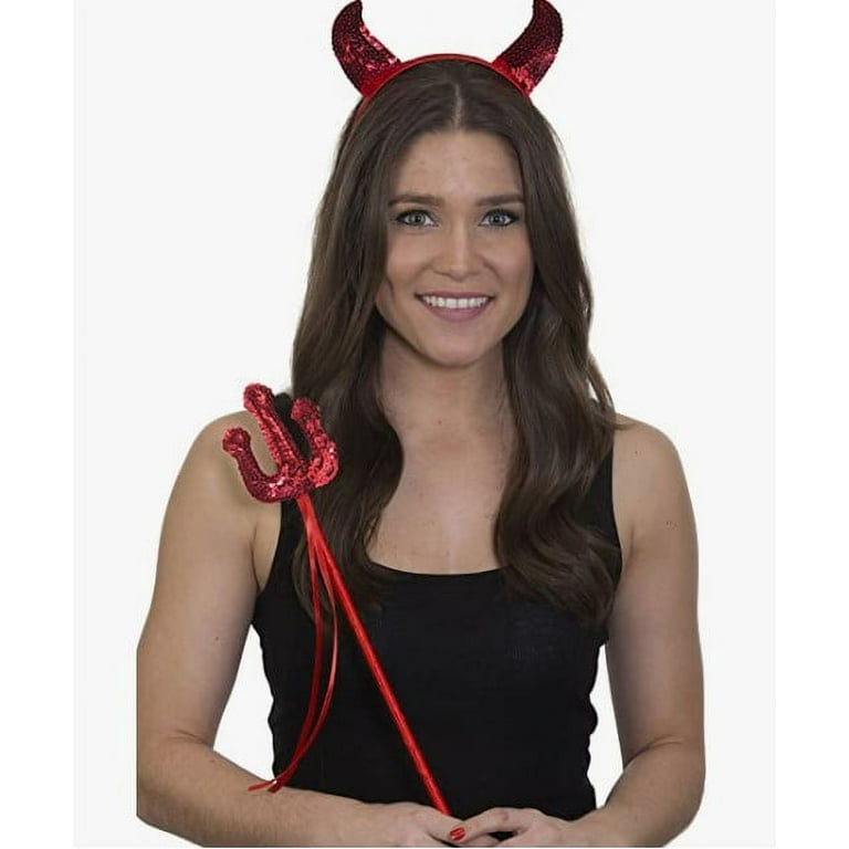 Red Sequin Devil Horns Costume Accessory Red Sequin Devil Horns Costume Accessory