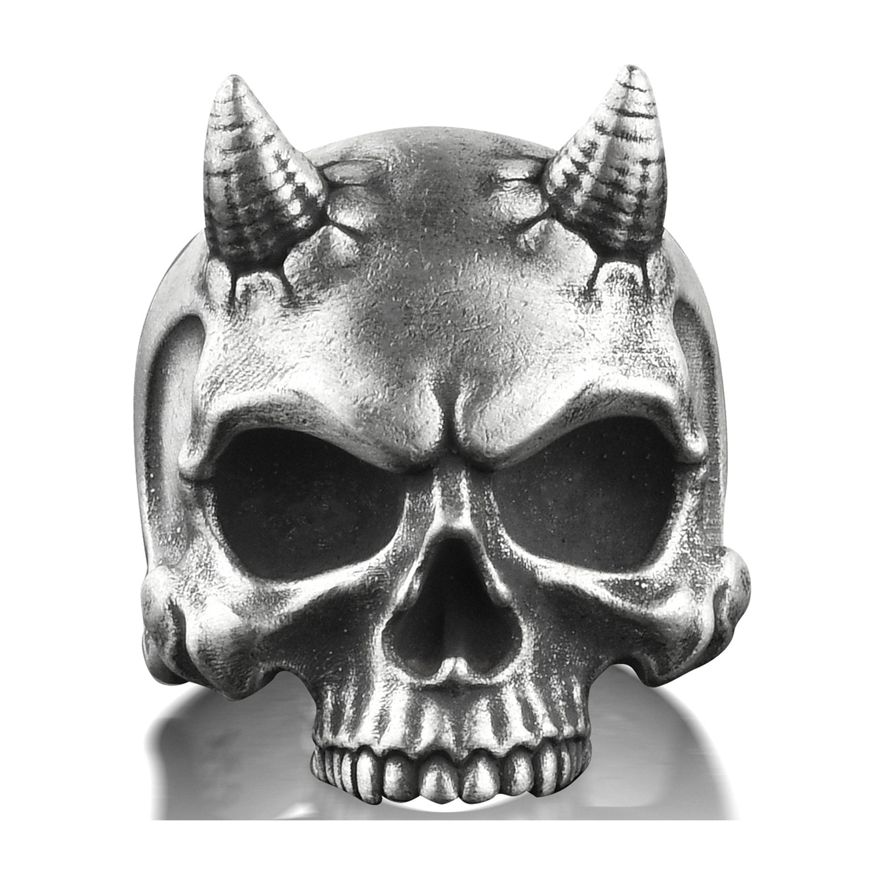 Handmade Silver Devil Skull Mens Ring, Halloween buy Ring, Best Friend, Cool Demon Ring for Boyfriend, Biker Ring, Husband, Goth Jewelry Gift