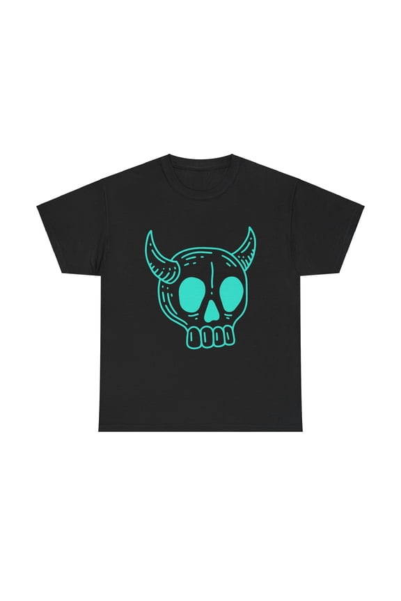 Devil Skull T-Shirt - halloween spooky goth cool vintage occult dark neon glow