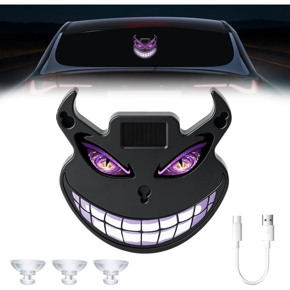 Devil Smile LED Eyes Light for Car Windshield-Solar Powered, 23 LED Wireless Demon Eyes Animated Dynamic Window Lights for Automotive Truck SUV Sedan Night Driving Commuting Travel(RL)