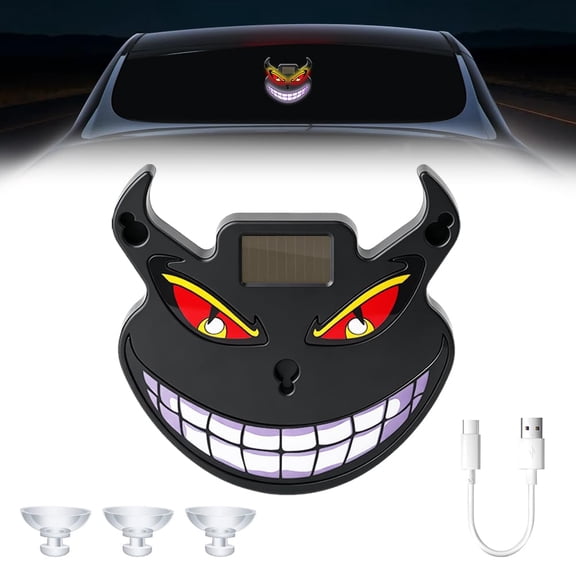 Devil Smile LED Eyes Light for Car Windshield-Solar Powered | 23 LED Wireless Demon Eyes Animated Dynamic Window Lights withVibration & Light Sensor