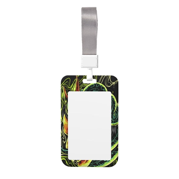 Devil Snake Demon Japanese Badge Holder with Lanyard ID Name Work Card Tag Protector Case for Teacher Nurse Doctor Office