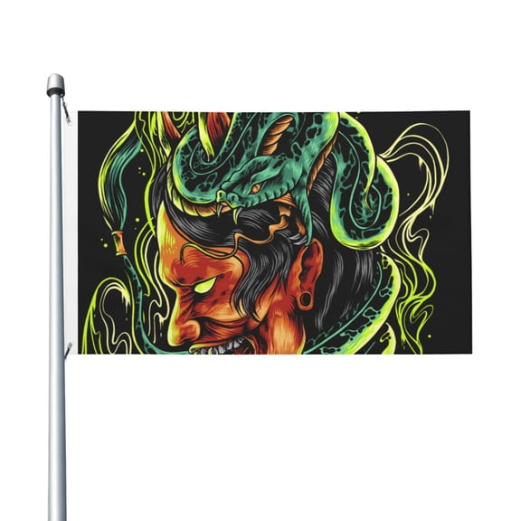 Devil Snake Demon Japanese Flag 3X5 Ft Garden Yard House Flags Banner Sign Outdoor Indoor Party Home Garden Decoration