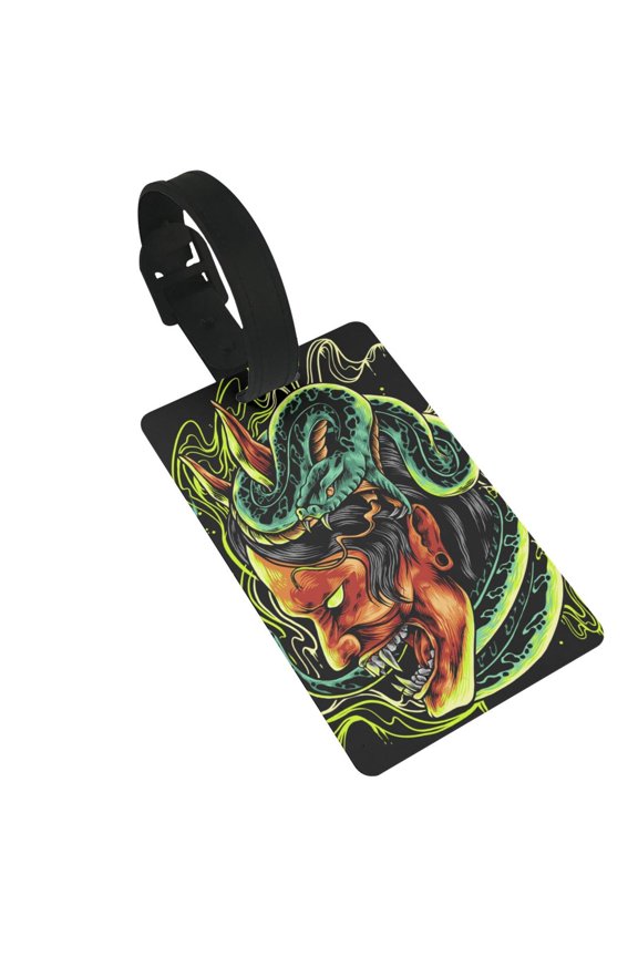 Devil Snake Demon Japanese Luggage Tags Suitcases ID Baggage Identifier Card Name Tag for Travel Backpacks Gym Bags