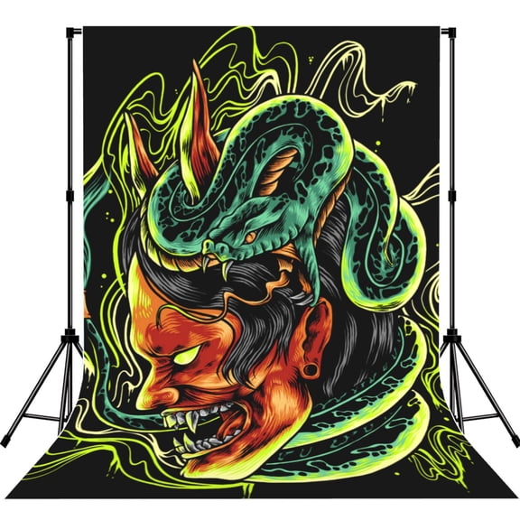 Devil Snake Demon Japanese Photography Backdrop 5x7Ft Background for Photo Studio Video Recording Birthday Party Wedding Home Decor