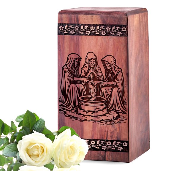 Devil Urn - Wooden Urns For Human Ashes Adult Male - Cremation Funeral Urns For Mom - Memorial Decorative Keepsake Urns Box11.25Inch, Large Size - 1Pcs Pack