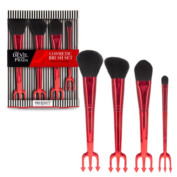 Mad Beauty Devil Wears Prada 4-Piece Brush Set, Pitchfork Handle