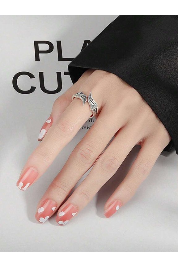 Devil Wings Silvertone Gothic Open Ring For Men And Women Punk Style Handmade Unisex Jewelry Accessory