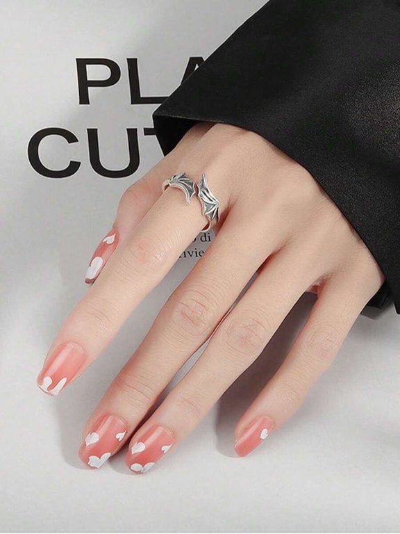Devil Wings Silvertone Gothic Open Ring For Men And Women Punk Style Handmade Unisex Jewelry Accessory