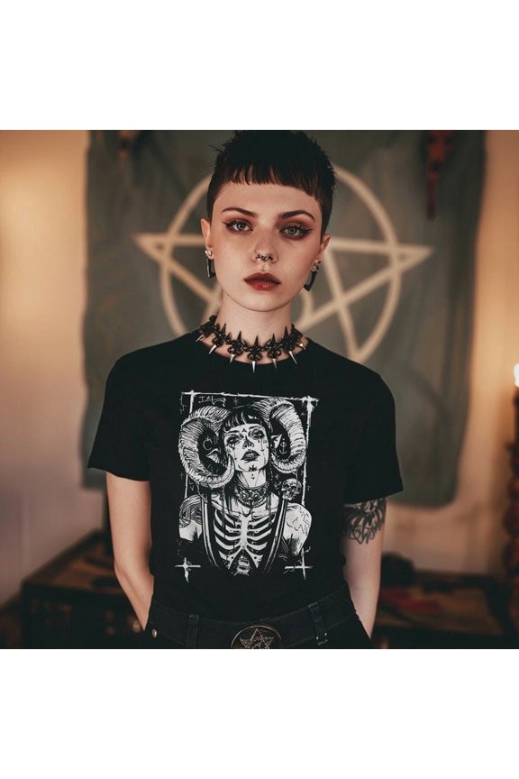 Devil Women Dark Tshirt, Mall Punk Style Trad Goth Gothic Clothing, Elder Emo Strange Unique Gifts