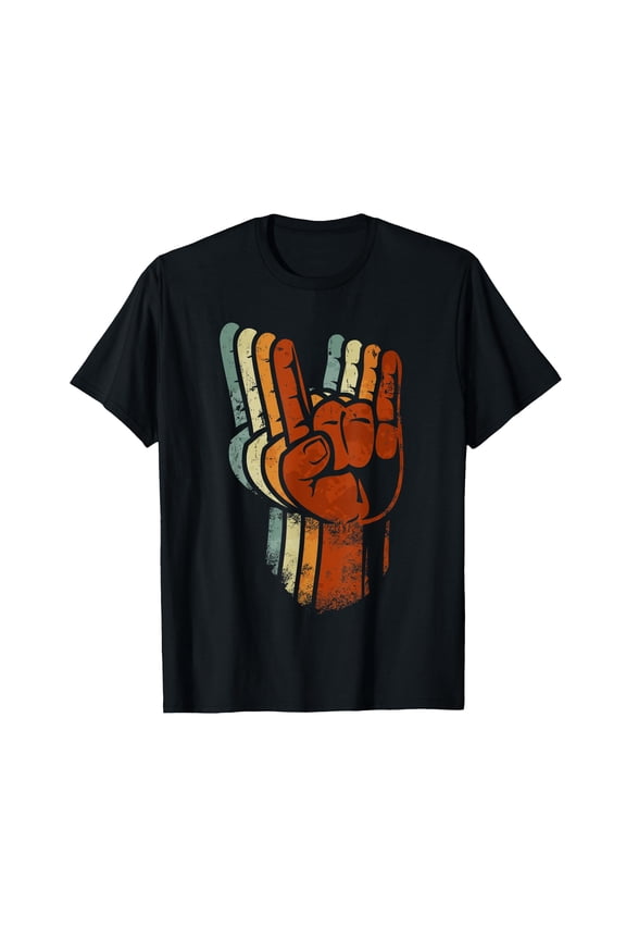 Devil horns Sign Retro Metal Fork Rock Hand T-Shirt
