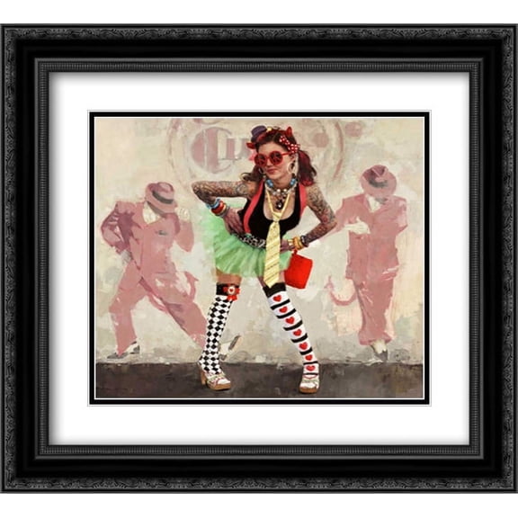 Devil or Angel? 2x Matted 22x20 Black Ornate Framed Art Print by Fitzpatrick, Michael