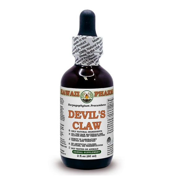 Devil's Claw (Harpagophytum Procumbens) Dry Root Tuber ALCOHOL-FREE Liquid Extract. Expertly Extracted by Trusted HawaiiPharm Brand. Absolutely Natural. Proudly made in USA. Glycerite 2 Fl.Oz
