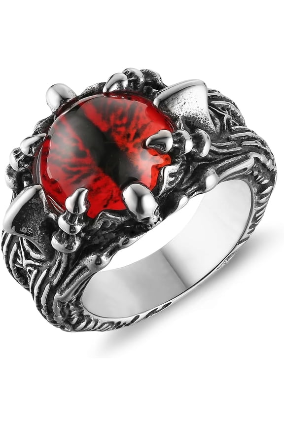Devil's Eye Ring for Men Biker Stainless Steel Gothic Punk Demon Claw Evil Eye Ring Halloween Jewelry Gift