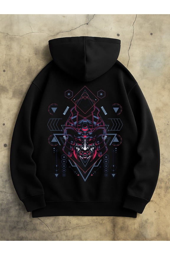 Devil's Mask Hoodie sweatshirt Veteran men's polyester black Perfect for Sports comfortable streetwear christian gift elegant halloween graphic funny army fist Retro Unisex hoodie