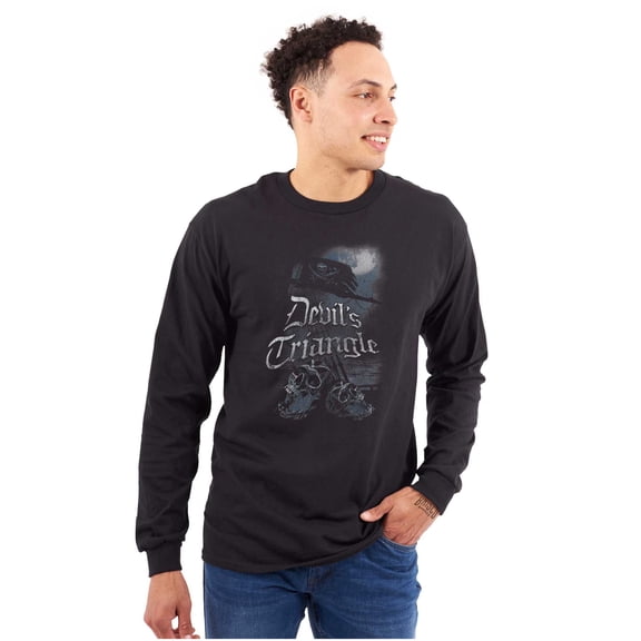 Devil's Pirate Ship Triangle Skull Long Sleeve TShirt Men Women Brisco Brands M