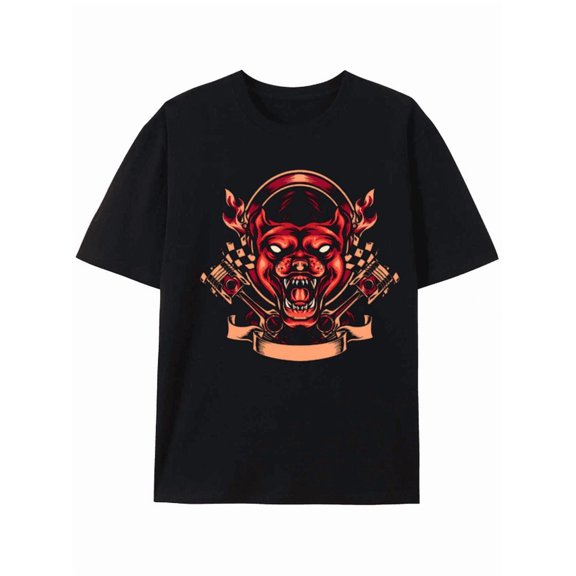 Devil's Roar: Bold Graphic Motorcycle T-shirt