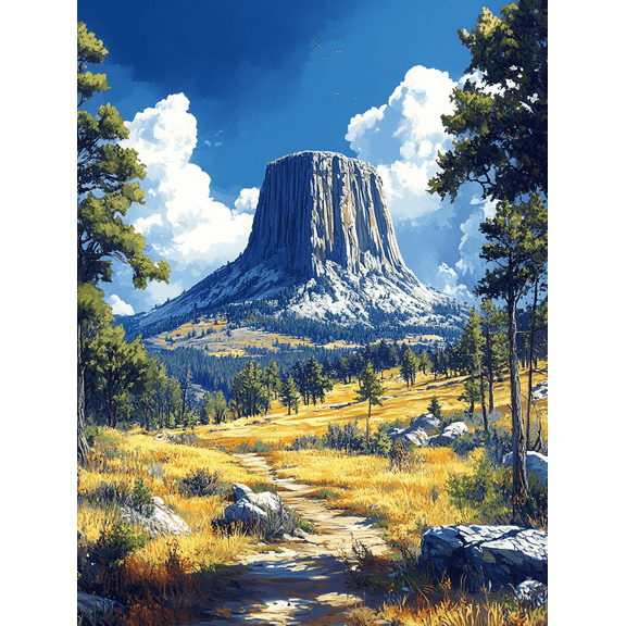 Devil's Tower Landscape Canvas Print/Decorative Painting Suitable for Living Room Office Hotel and Gallery Wall Decor.