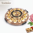 thumbnail image 1 of Deviled Egg Container with Lid Wooden Deviled Egg Platter Carrier Holder Trays with 24 Slots for Party and Home Kitchen Clear Lid, 1 of 10